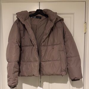 Zara Taupe Puffer Jacket